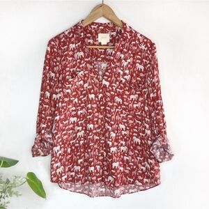 Maeve Women's Button Front Shirt Brick Red Safari